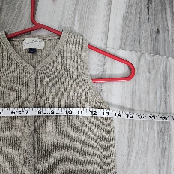 Classic Cream Knit Button-Front Vest - Women Sz XS - Picture 4 of 6